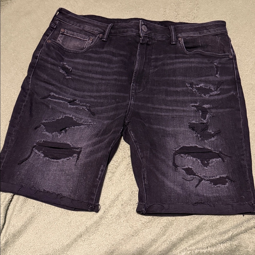 American Eagle Outfitters Black Distressed Jean Shorts